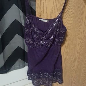 Dark purple with lace and silver embellishment
